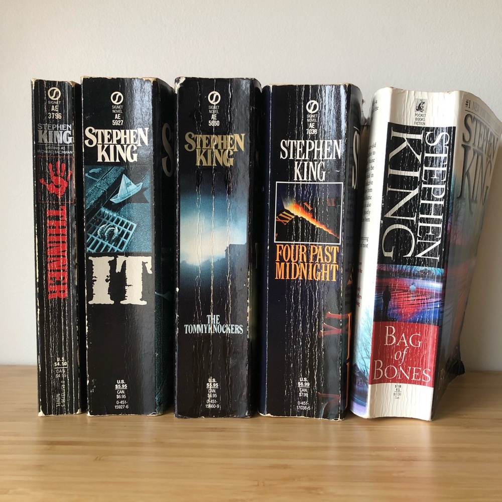 Stephen King Vintage Paperback 5 Book Lot IT Thinner Tommyknockers Bag of Bones